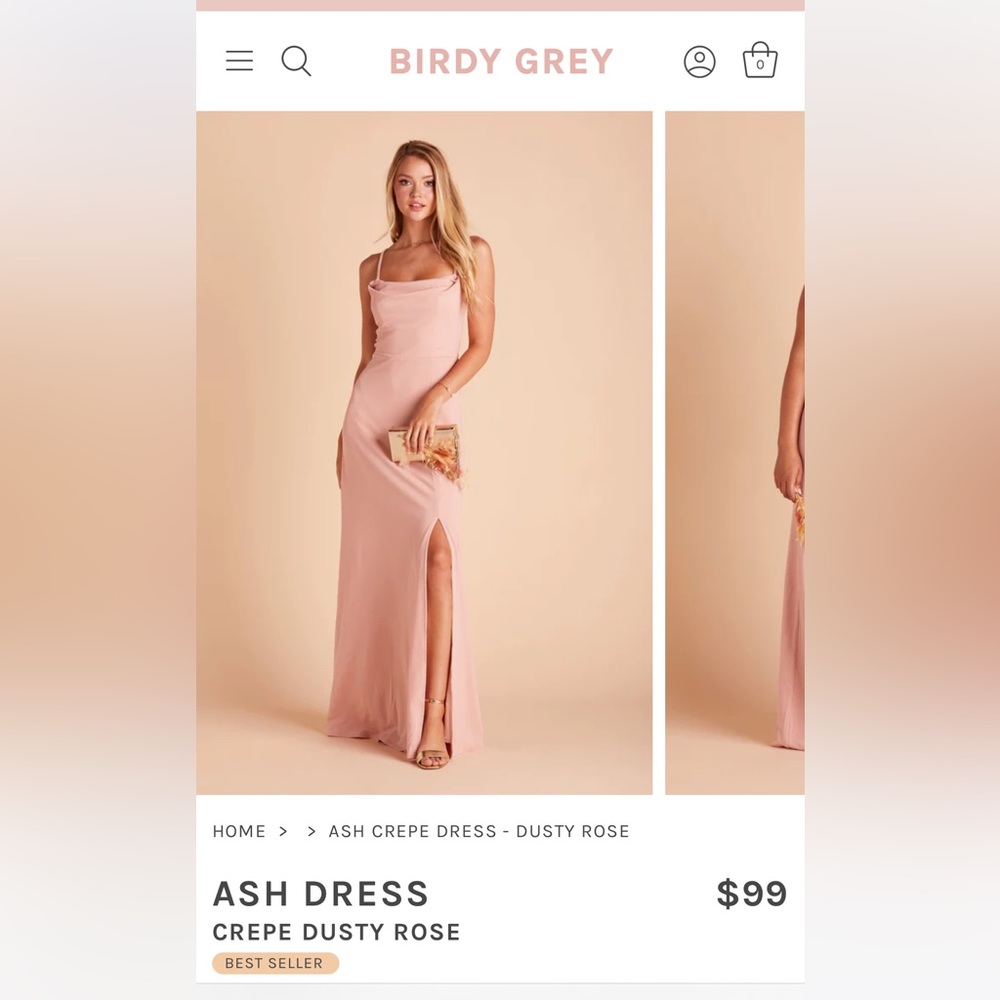 Birdie Grey Pink cowl Neck bridesmaid or wedding guest dress